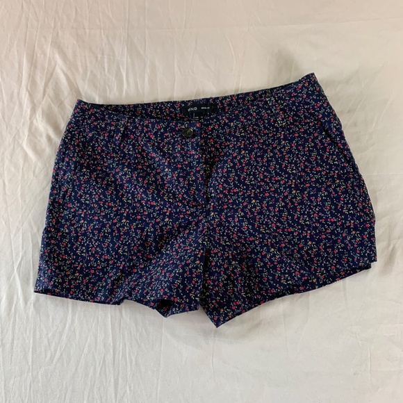 MNG Basics Shorts Women's 4 Blue‎ Floral Linen Blend Beach Outdoors Hot Pants - Picture 1 of 9